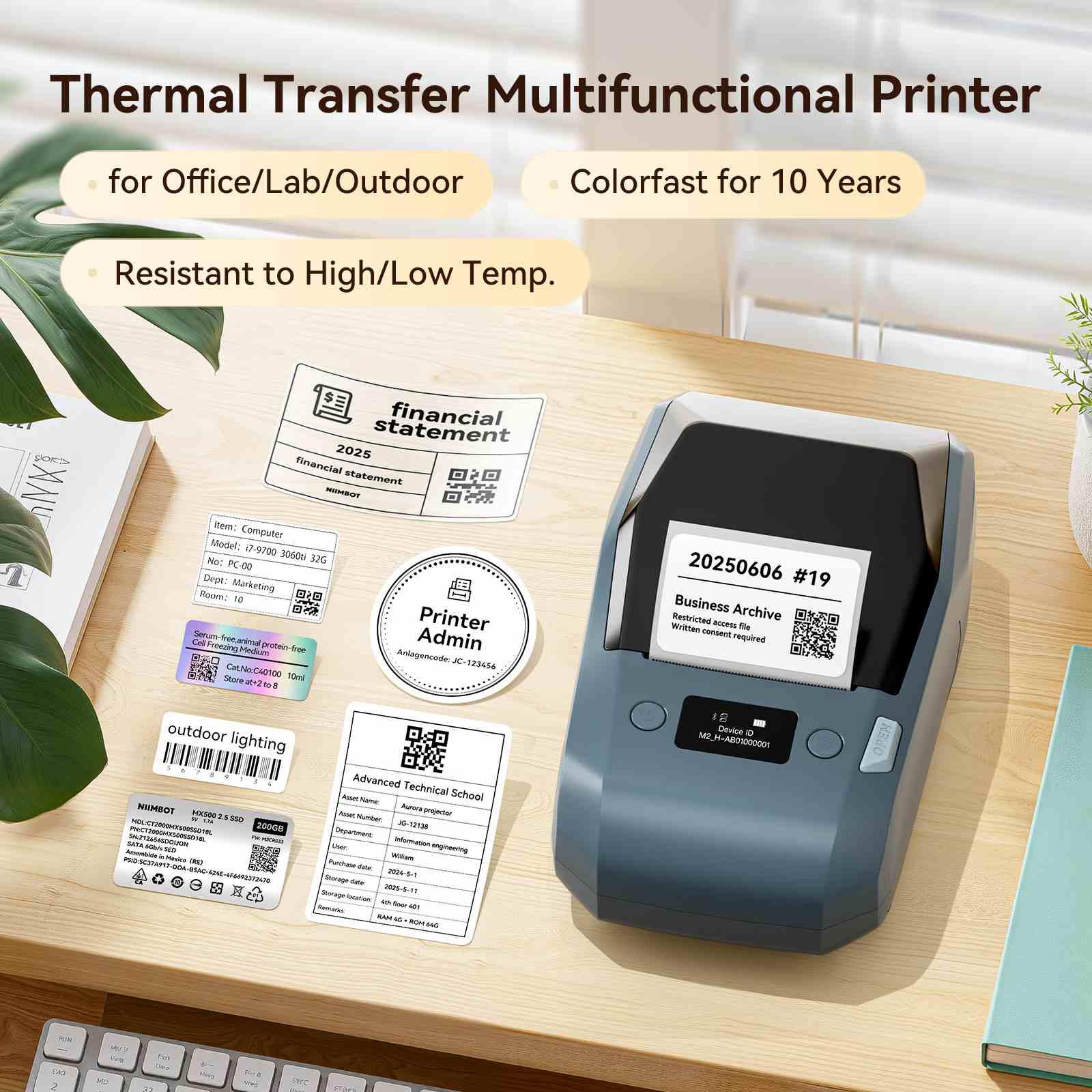 NIIMBOT M2 Thermal Transfer Label Maker, Smart Color Printing with Phones & PC for Office, Lab, Vial Bottle - Image 16